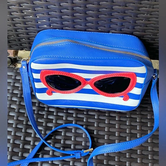 Kate Spade Sunglasses Blue & White Shoulder/Cross Body Bag - Picture 6 of 13